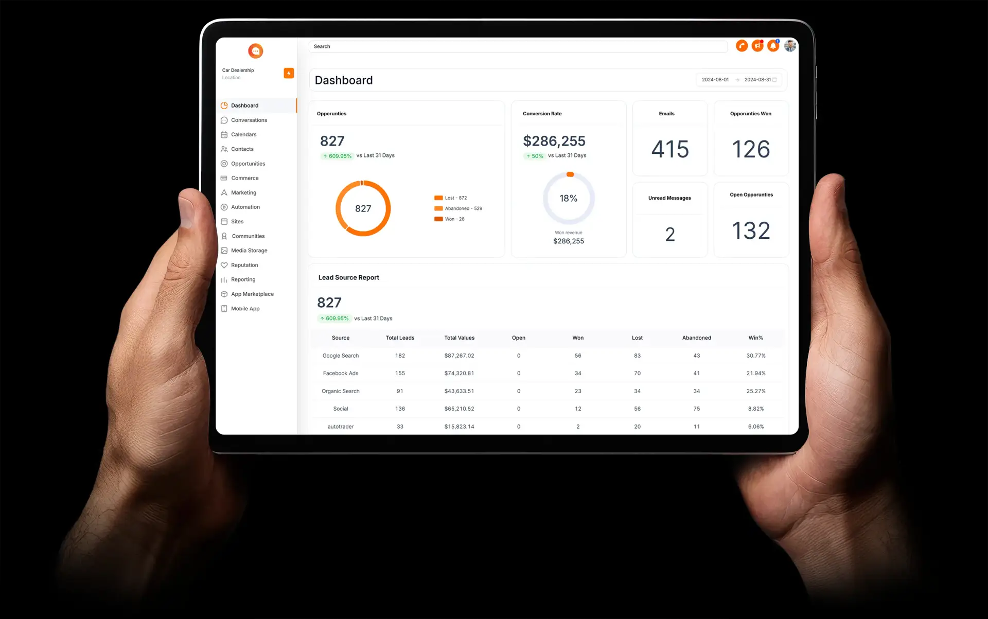 Web image: Oversee Reporting Banner Ipad Analytics Oversee CRM 2