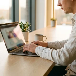 Email Marketing for Lubbock Businesses: Still the Best ROI 20 Bright modern Lubbock office with a marketer writing an email campaign on a laptop, inbox on screen deliberately blurred with no readable text